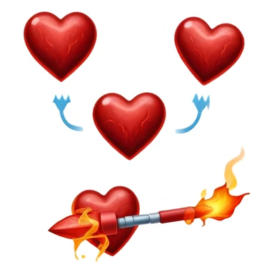 Glowing pieces of red meat floating around a red blood cell that shines brightly like a torch. Streams of light connect the blood cell to a heart and muscles, showing how heme iron creates energy and vitality throughout the body. sticker