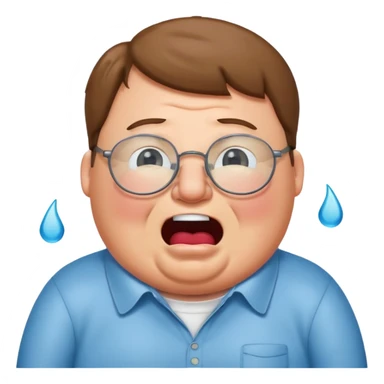 cartoon peter griffin with glasses as a laughing crying emoji sticker
