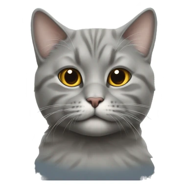 Gray Scottish cat With a kiss sticker