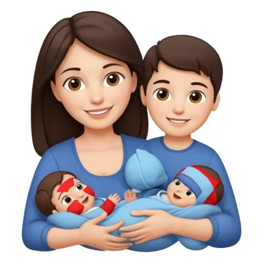Beautiful Brunette Mother holding a baby and two young sons sticker