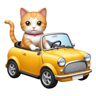 Cat riding mini car sticker