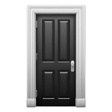 Minimalist emoji-style sticker of a closed door with a long shadow visible under the gap. Black and white, strong silhouette style.
 sticker