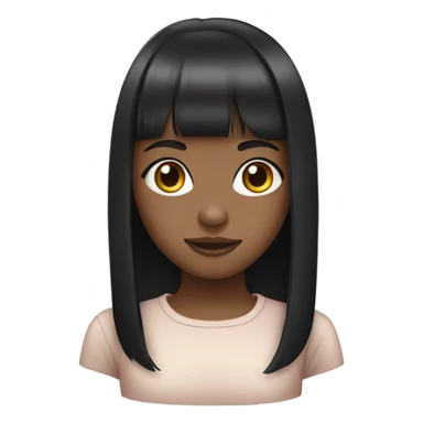 young girl, black haircut with bangs, fair skin sticker