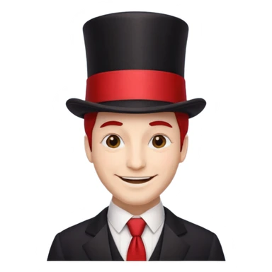 Man in top hat & long red tie, smile sticker