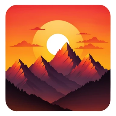 sunset behind mountains sticker