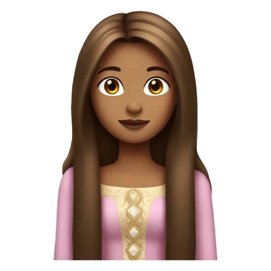 Princess with brown long straight hair  sticker