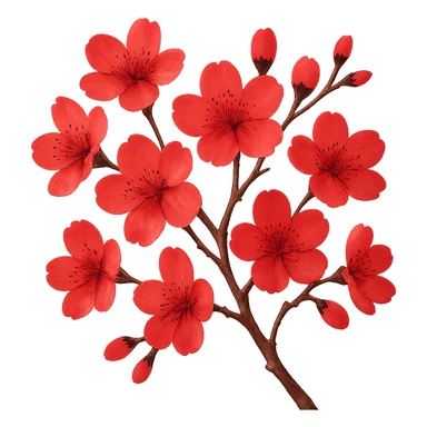 red cherry blossom, remove background sticker