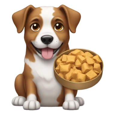 dog with food sticker