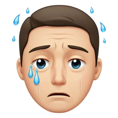 A man with tears streaming down his face, crying with sadness sticker