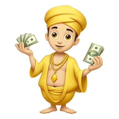 Yellow genie with a slack or money  sticker