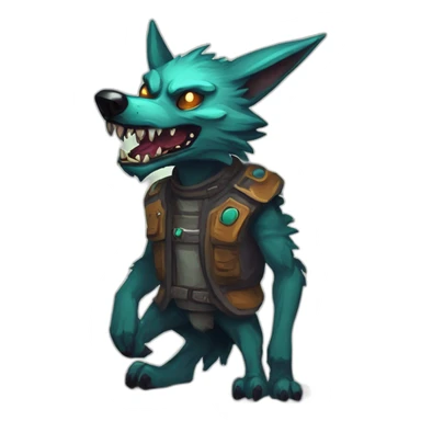 alien wolf creature scifi roguelike rpg style inspired by slay the spire digital art sticker