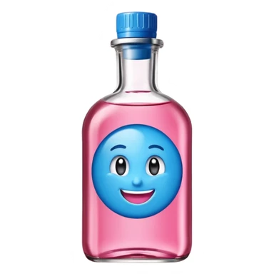 Smiling bottle of oil blue top pink outside with logo that says diddy oil sticker
