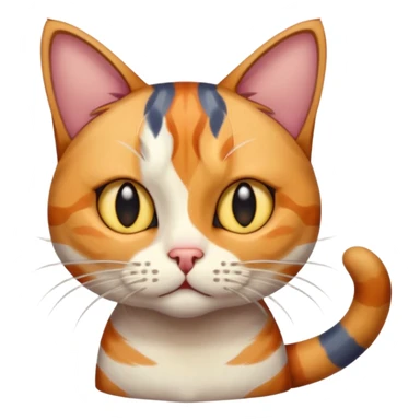 full body colourful calico tabby cat with disproportioned head with an anxious face sticker