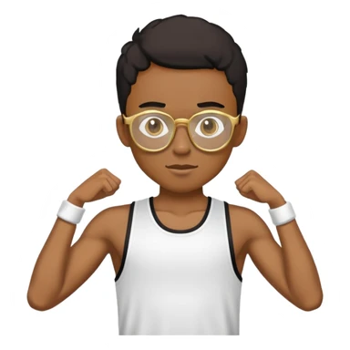 skinny black boy in gym outf with gold glasses sticker