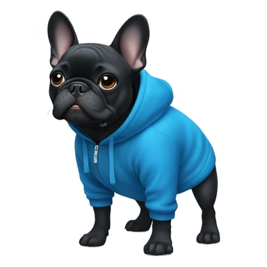 Black French bulldog in a blue hoodie  sticker