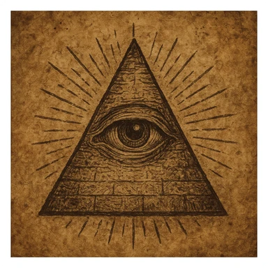 the Illuminati symbol, pyramid with an eye, ancient and mystical sticker