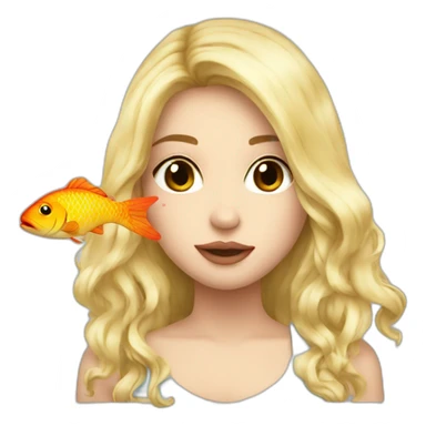 Girl blonde long hair kiss big fish sticker