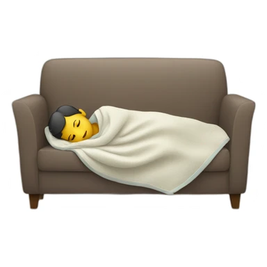 a person laying down on a sofa with a blanket sticker