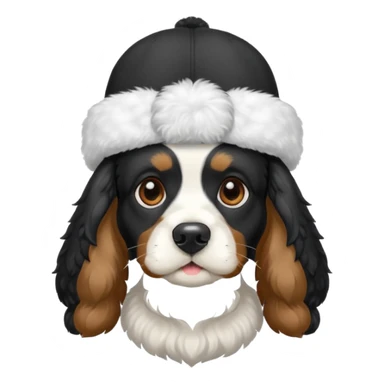 Собака породы черно-белый русский кокер спаниель в шапке ушанке sticker