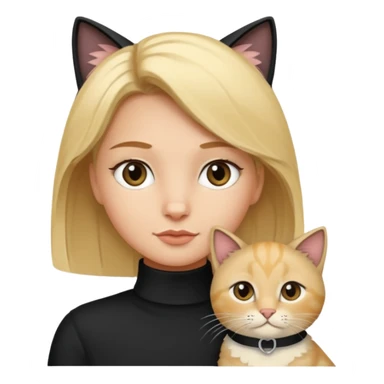 Blondes Mädchen mit einer schwarzen katze in den armen  sticker