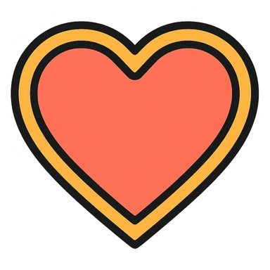 playful modern heart icon with color outline sticker