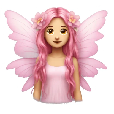 wings, flower fairy, pink, long hair sticker