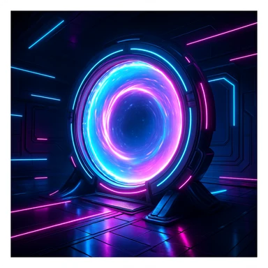 a really cool portal, futuristic, neon lights, sci-fi style sticker