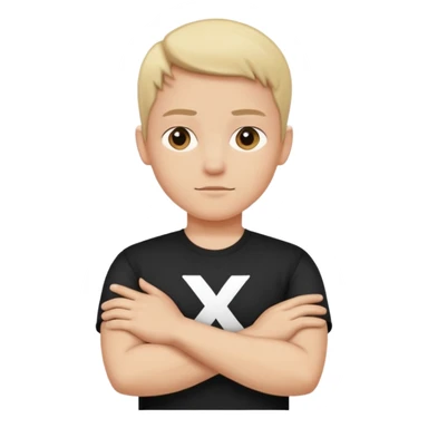 person crosses arms in an X sign sticker
