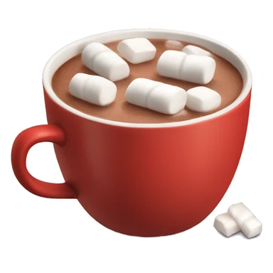 red mug of hot chocolate with marshmallows sticker