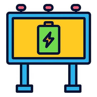 advertising billboard with battery sticker