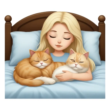 pretty girl with dark long hair sleeping with blonde persian cat in bed sticker