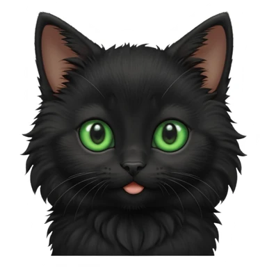A photo-realistic digital illustration of an adorable black kitten sticker