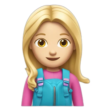 À playmobile girl with blond hair and pink school bag  sticker