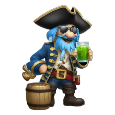 pirate Papa Smurf drinking mojito sticker