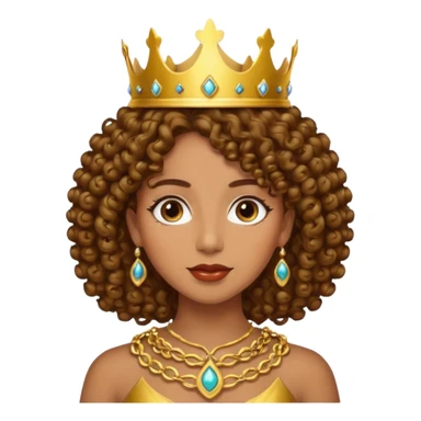 Chica piel morena con cabello rizado 👩🏽‍🦱 con corona 👸🏽 sticker