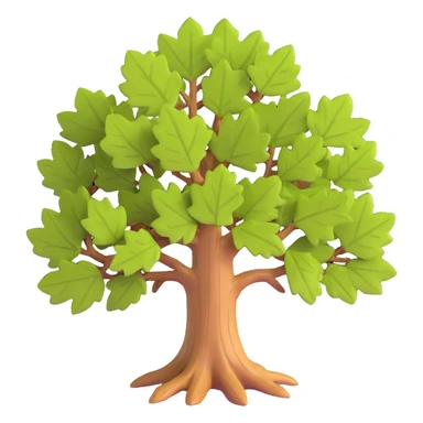 realistic oak tree with textured bark and distinctive lobed leaves sticker