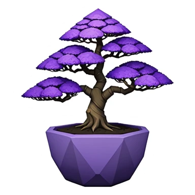  Earthenware ware small short squat cascading black violet bonsai pot plant purple lace-leaf pine tree with triangular angular polygonal faceted asymmetrical originally shaped pot sticker