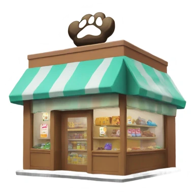 a paw store with a paw sign on top from half side view  sticker