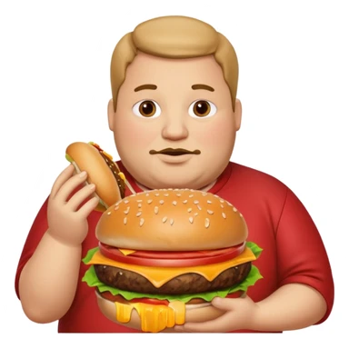 fat guy holding burger sticker