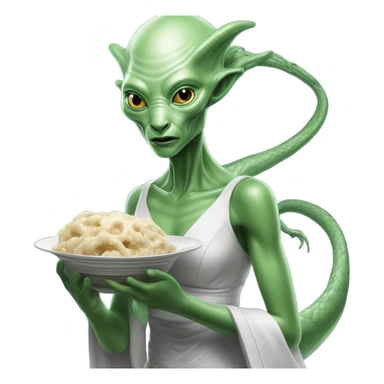Photo realistic, alien female green,  on white china dragon infinite story sticker