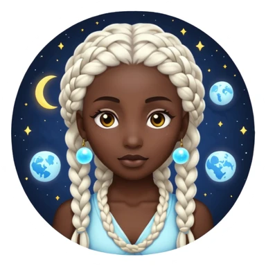 dark skin moon mystic woman white braids glowing orb sticker