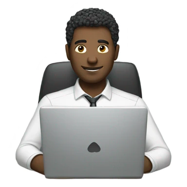 man working at a computer with a profile perspective sticker