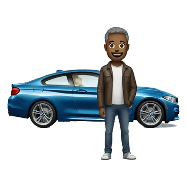 One man in glass standing near blue bmw 4 series  sticker