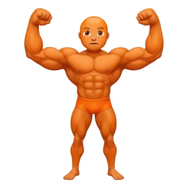 orange with a face and bodybuilder arms and leg sticker