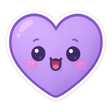 purple heart, chibi stickers style, super cute, no text sticker