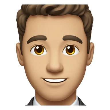 Young man with dark brown hair, fair skin accountant in suit with great jawline sticker