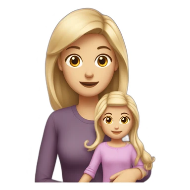 Maman brune qui fait un câlin à ça fille blonde sticker