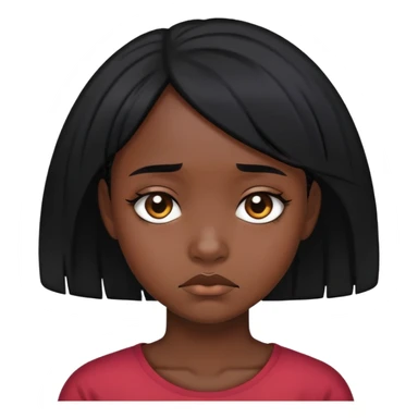 dark black girl with black hair super sad sticker