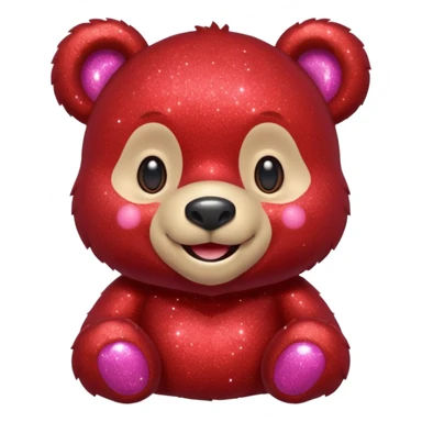 red glitter sweet bear Happy  sticker