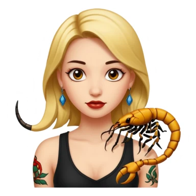 Girl with tattoo, Scorpion zodiac sign. sticker
